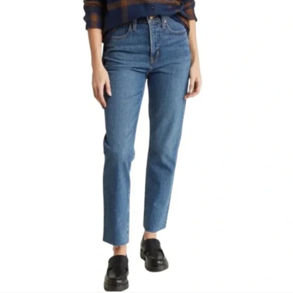 Madewell Straight Leg Jeans in Medium Blue Denim